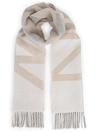 Marc Cain Scarf in wool blend with logo print in Soft Charcoal ZC B4.14 Z40