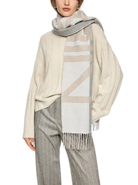 Marc Cain Scarf in wool blend with logo print in Soft Charcoal ZC B4.14 Z40