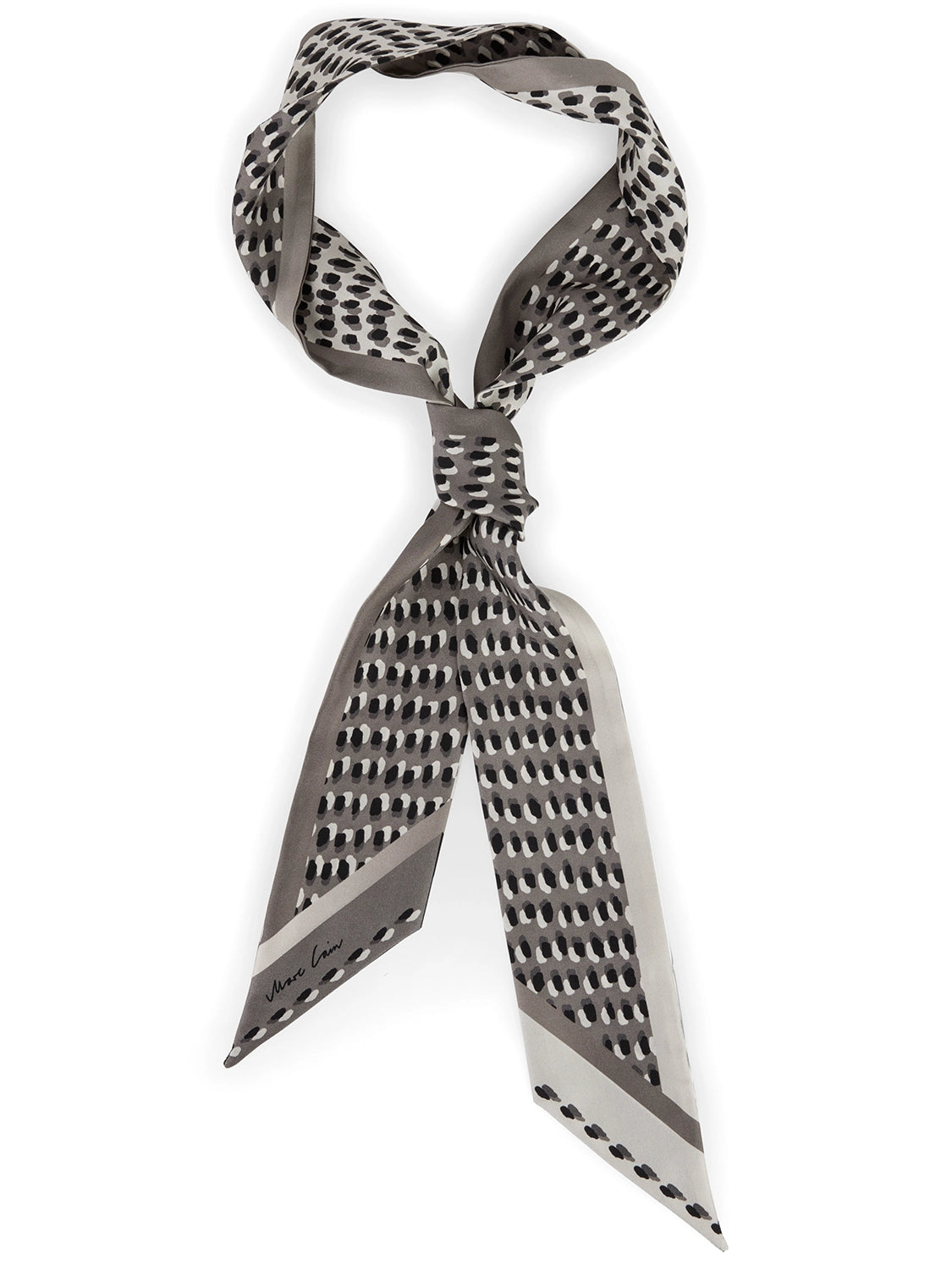 Marc Cain Narrow silk scarf with print in Soft Charcoal ZC B4.20 Z43