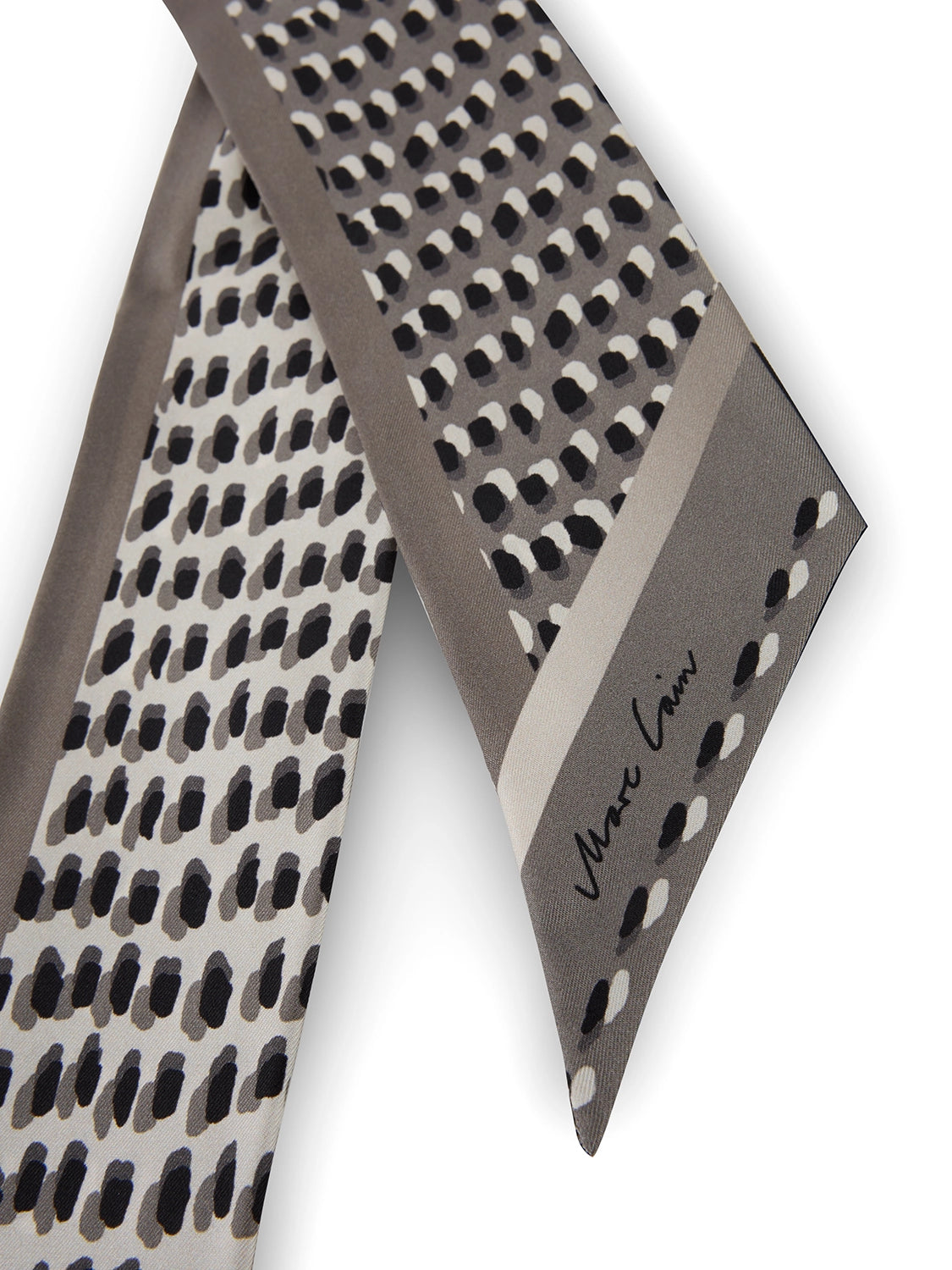 Marc Cain Narrow silk scarf with print in Soft Charcoal ZC B4.20 Z43