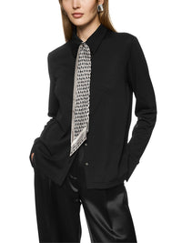 Marc Cain Narrow silk scarf with print in Soft Charcoal ZC B4.20 Z43