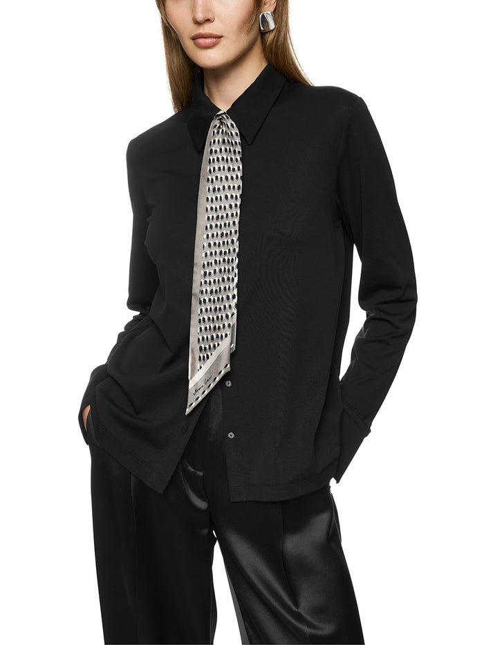 Marc Cain Narrow silk scarf with print in Soft Charcoal ZC B4.20 Z43