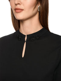 Marc Cain Shirt with sparkling flowers in Black  ZC 48.16 J14