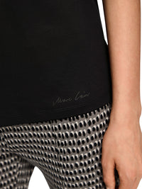 Marc Cain Shirt with sparkling flowers in Black  ZC 48.16 J14