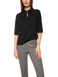 Marc Cain Shirt with sparkling flowers in Black  ZC 48.16 J14