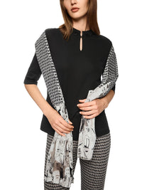 Marc Cain Shirt with sparkling flowers in Black  ZC 48.16 J14