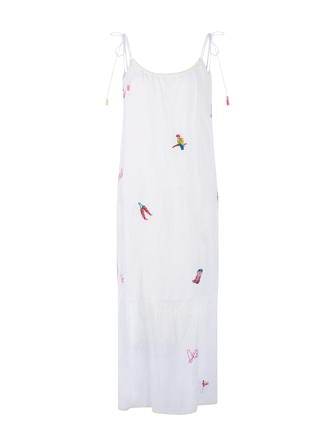 Marc Cain Sleeveless midi dress with embroidery in White AS 21.41 W55