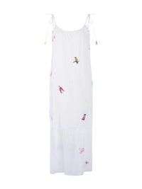 Marc Cain Sleeveless midi dress with embroidery in White AS 21.41 W55