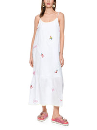 Marc Cain Sleeveless midi dress with embroidery in White AS 21.41 W55