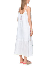 Marc Cain Sleeveless midi dress with embroidery in White AS 21.41 W55