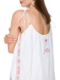 Marc Cain Sleeveless midi dress with embroidery in White AS 21.41 W55