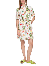 Marc Cain Short-sleeved blouse dress with belt in White AS 21.45 W59