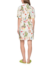 Marc Cain Short-sleeved blouse dress with belt in White AS 21.45 W59