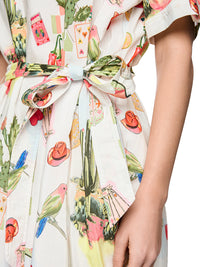 Marc Cain Short-sleeved blouse dress with belt in White AS 21.45 W59
