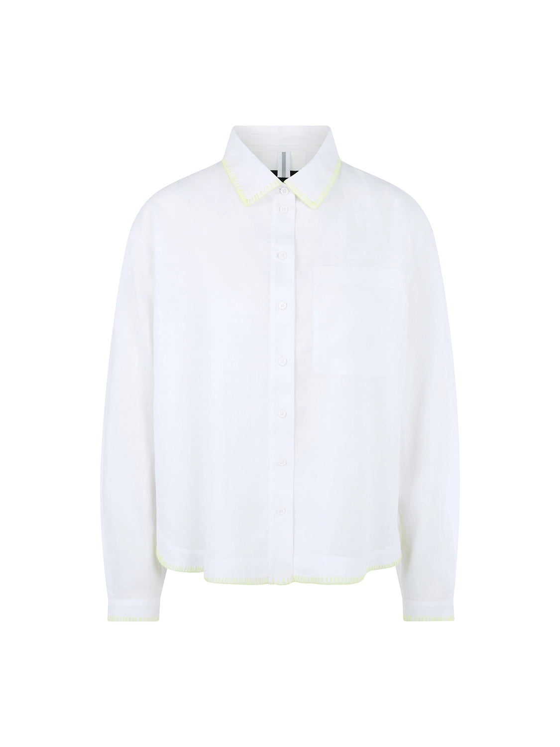 Marc Cain Polo collar ramie blouse with stitching in White AS 51.37 W67