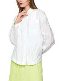 Marc Cain Polo collar ramie blouse with stitching in White AS 51.37 W67