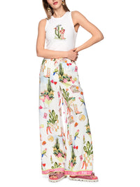 Marc Cain Ribbed top with cactus print in White AS 61.22 J85