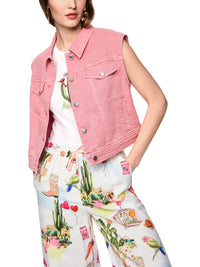 Marc Cain Ribbed top with cactus print in White AS 61.22 J85