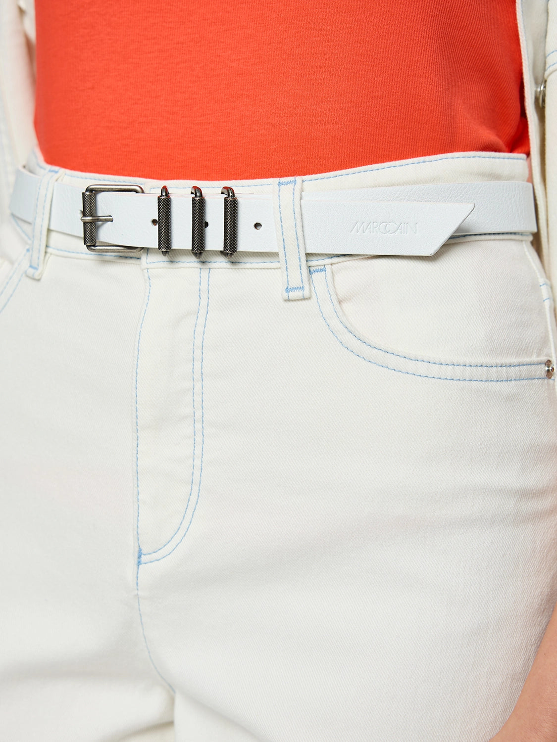 Marc Cain Suede belt in White AS G1.08 L45