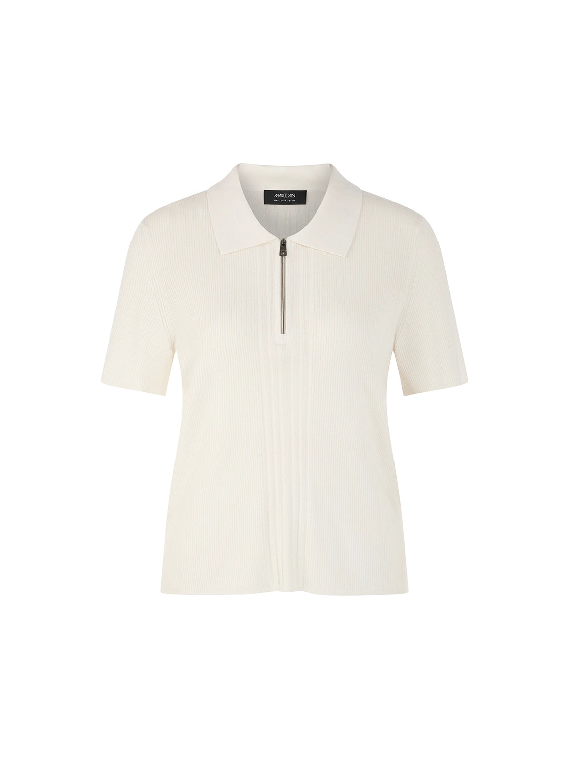 Marc Cain Rethink Together knitted polo shirt in Off-White AS 53.10 M80 - Pre Order June Delivery