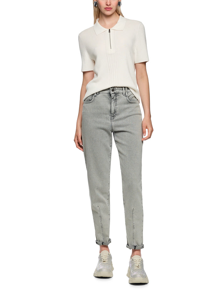 Marc Cain Rethink Together knitted polo shirt in Off-White AS 53.10 M80 - Pre Order June Delivery