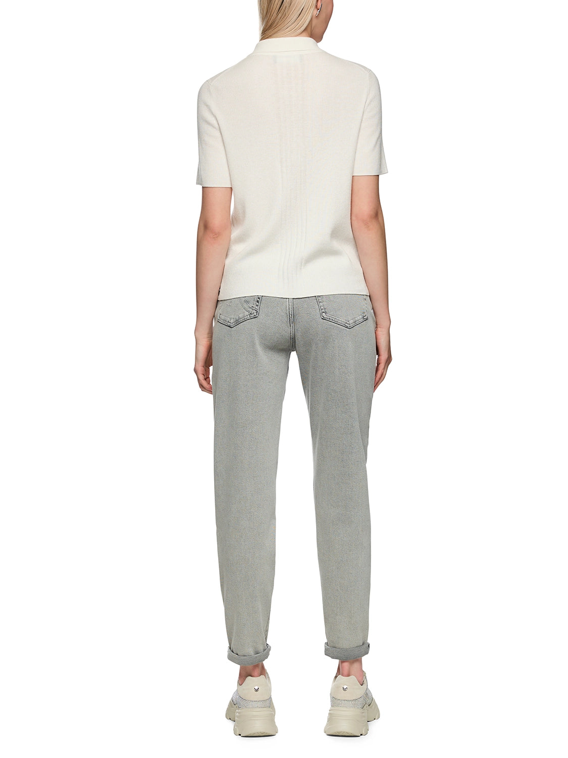 Marc Cain Rethink Together knitted polo shirt in Off-White AS 53.10 M80 - Pre Order June Delivery