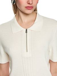 Marc Cain Rethink Together knitted polo shirt in Off-White AS 53.10 M80 - Pre Order June Delivery