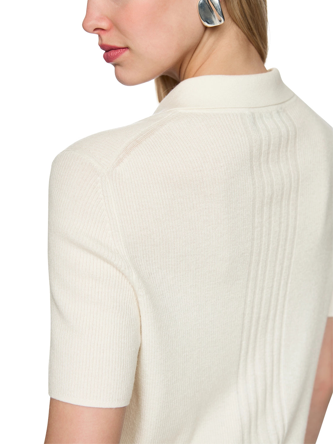 Marc Cain Rethink Together knitted polo shirt in Off-White AS 53.10 M80 - Pre Order June Delivery