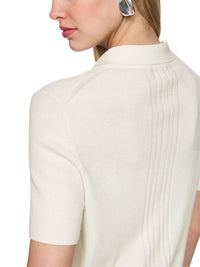 Marc Cain Rethink Together knitted polo shirt in Off-White AS 53.10 M80 - Pre Order June Delivery