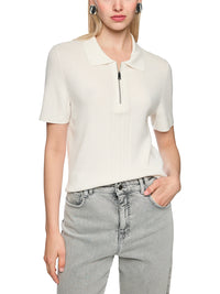 Marc Cain Rethink Together knitted polo shirt in Off-White AS 53.10 M80 - Pre Order June Delivery