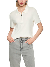 Marc Cain Rethink Together knitted polo shirt in Off-White AS 53.10 M80 - Pre Order June Delivery