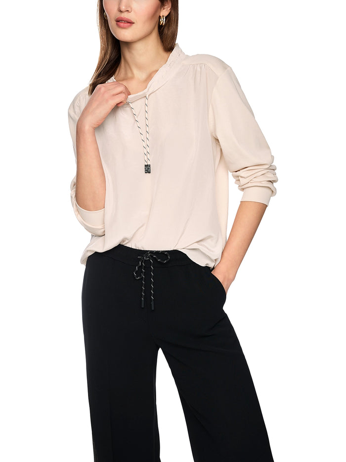 Marc Cain Long-sleeved shirt with materials mix in Magnolia AS 55.05 J67 - Pre Order June Delivery