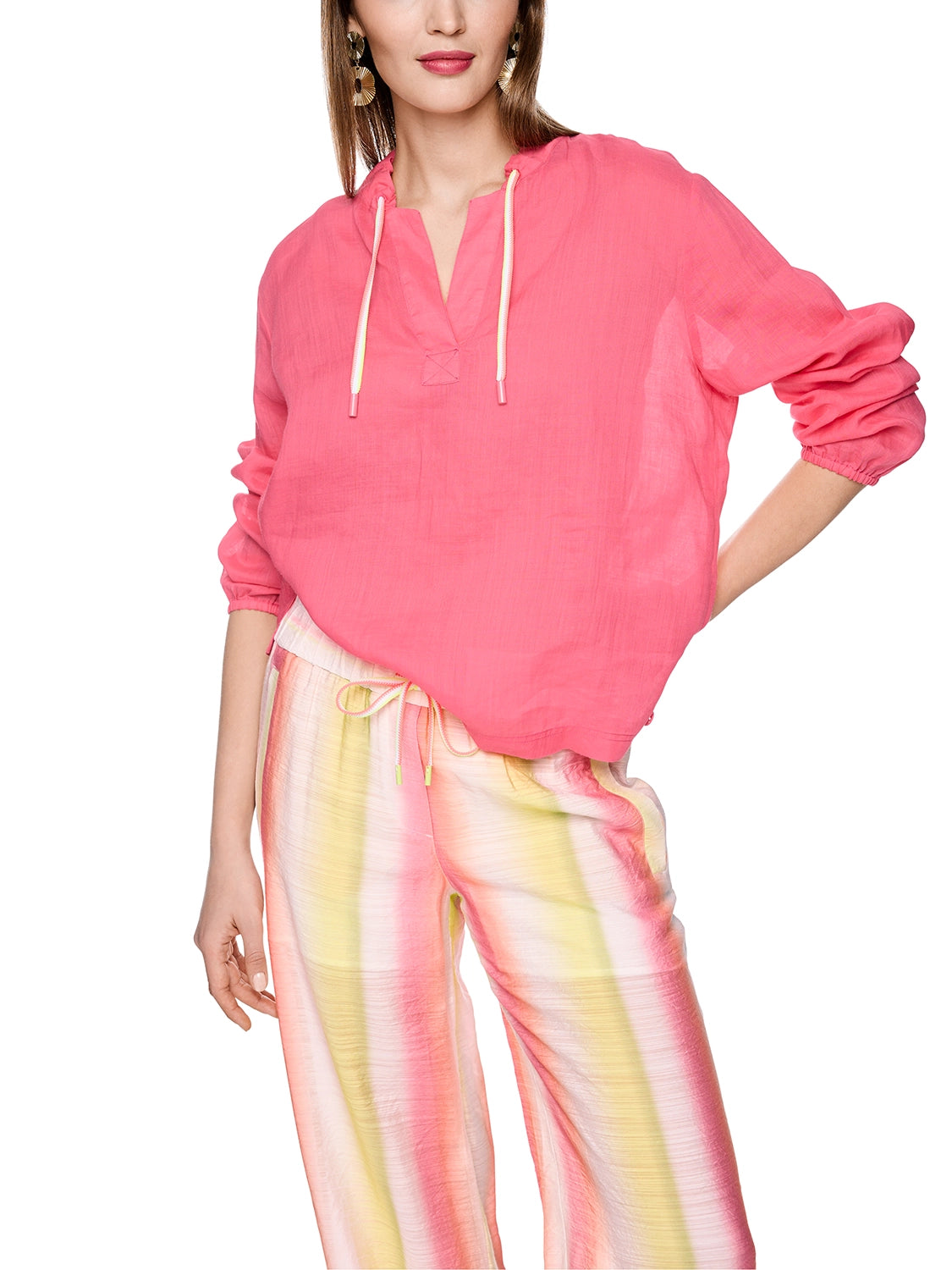 Marc Cain Long-sleeved blouse in ramie in Pink Lmn AS 51.30 W96