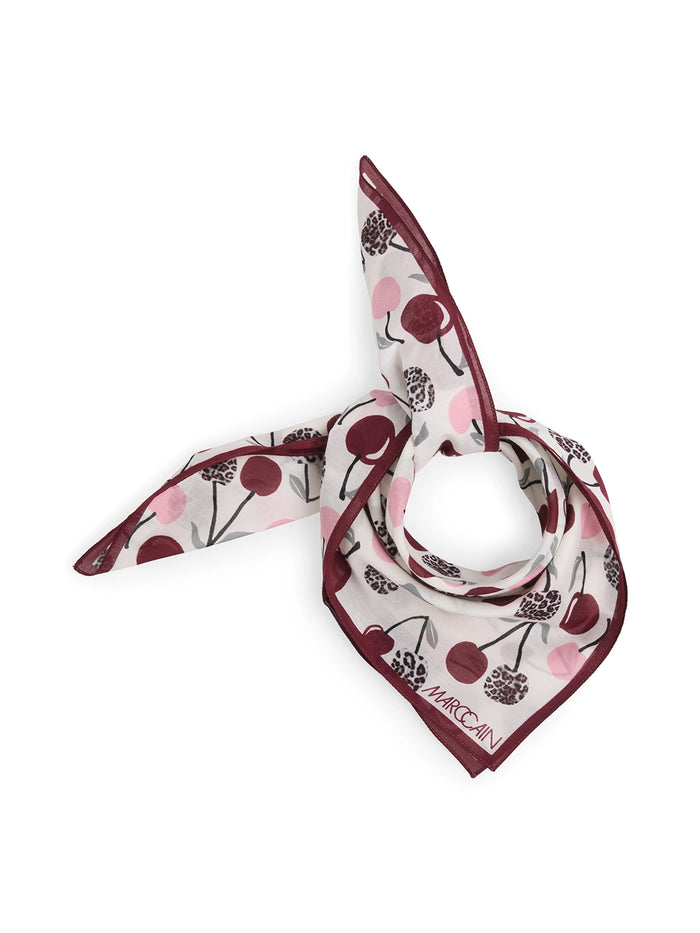 Marc Cain Lightweight scarf with cherry print in Rhododendron AS B1.01 Z15 - Pre Order June Delivery