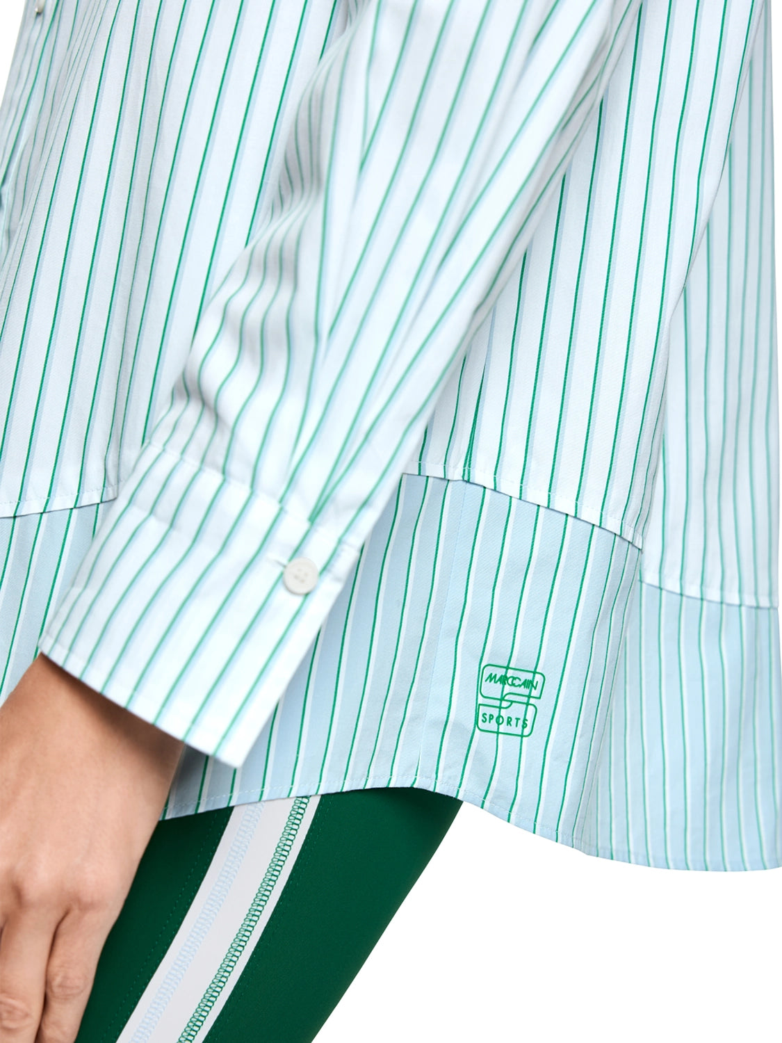 Marc Cain Striped cotton shirt blouse in Bright Emerald AS 51.11 W15 - Pre Order June Delivery