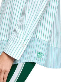 Marc Cain Striped cotton shirt blouse in Bright Emerald AS 51.11 W15 - Pre Order June Delivery