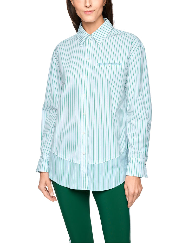 Marc Cain Striped cotton shirt blouse in Bright Emerald AS 51.11 W15 - Pre Order June Delivery
