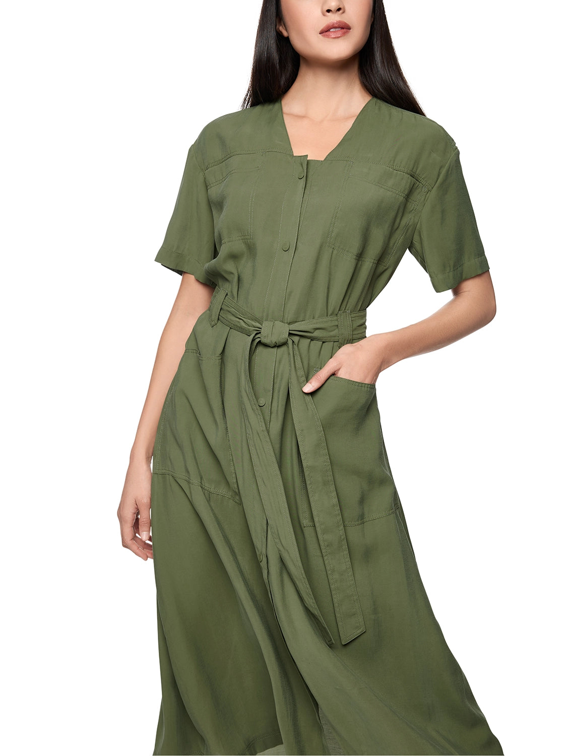 Marc Cain Loose midi dress in Olivine AS 21.49 W61