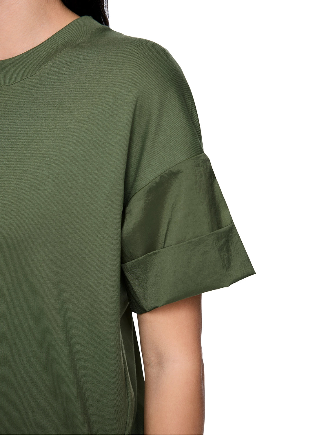 Marc Cain Materials mix T-shirt in Olivine AS 48.44 J56