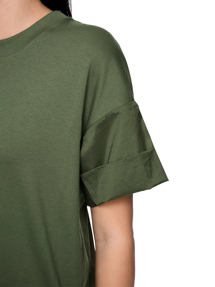 Marc Cain Materials mix T-shirt in Olivine AS 48.44 J56
