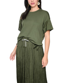 Marc Cain Materials mix T-shirt in Olivine AS 48.44 J56