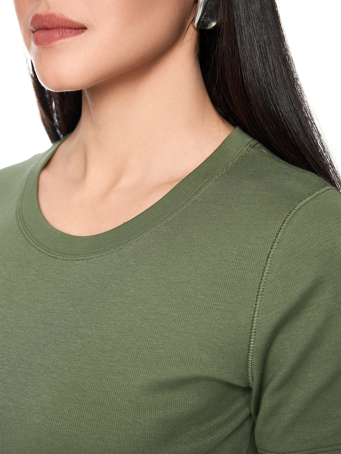Marc Cain Ribbed T-shirt in Olivine AS 48.70 J50