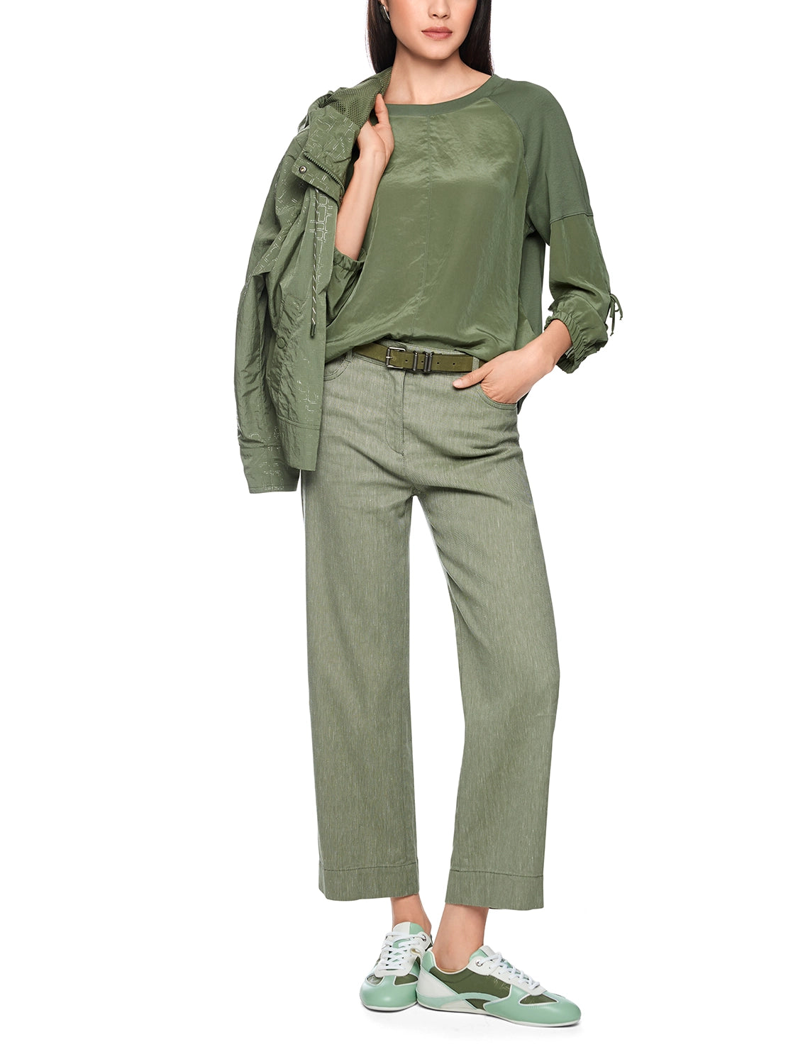 Marc Cain Blouse shirt in a mix of materials in Olivine AS 55.08 J67