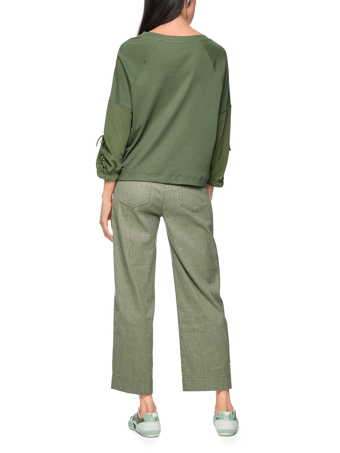 Marc Cain Blouse shirt in a mix of materials in Olivine AS 55.08 J67