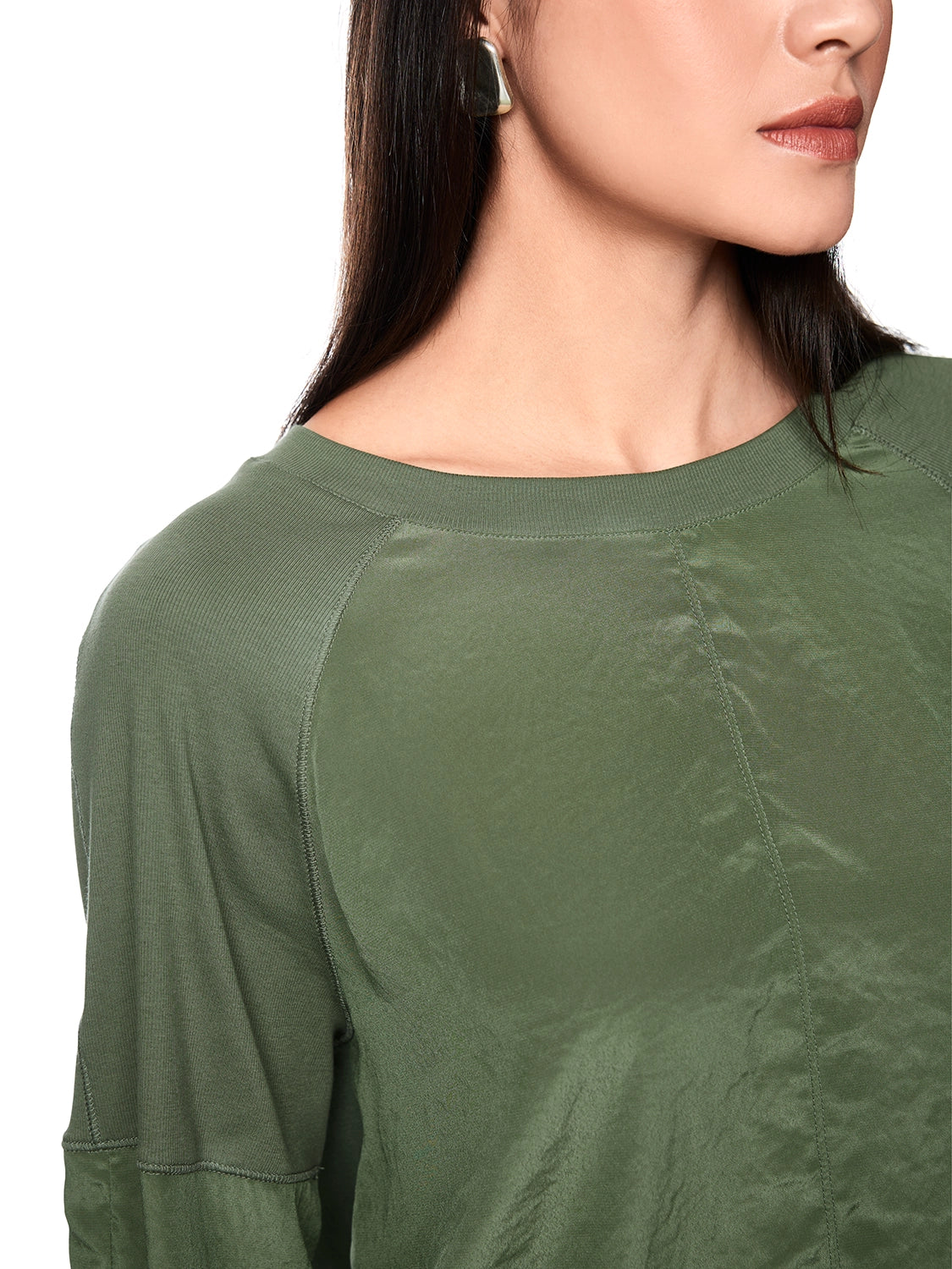 Marc Cain Blouse shirt in a mix of materials in Olivine AS 55.08 J67