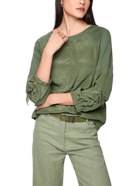 Marc Cain Blouse shirt in a mix of materials in Olivine AS 55.08 J67
