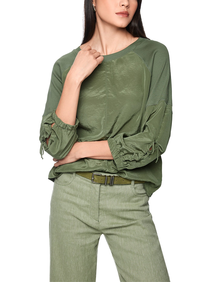 Marc Cain Blouse shirt in a mix of materials in Olivine AS 55.08 J67