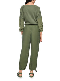 Marc Cain REWARI jogging-style trousers in Olivine AS 81.63 W61