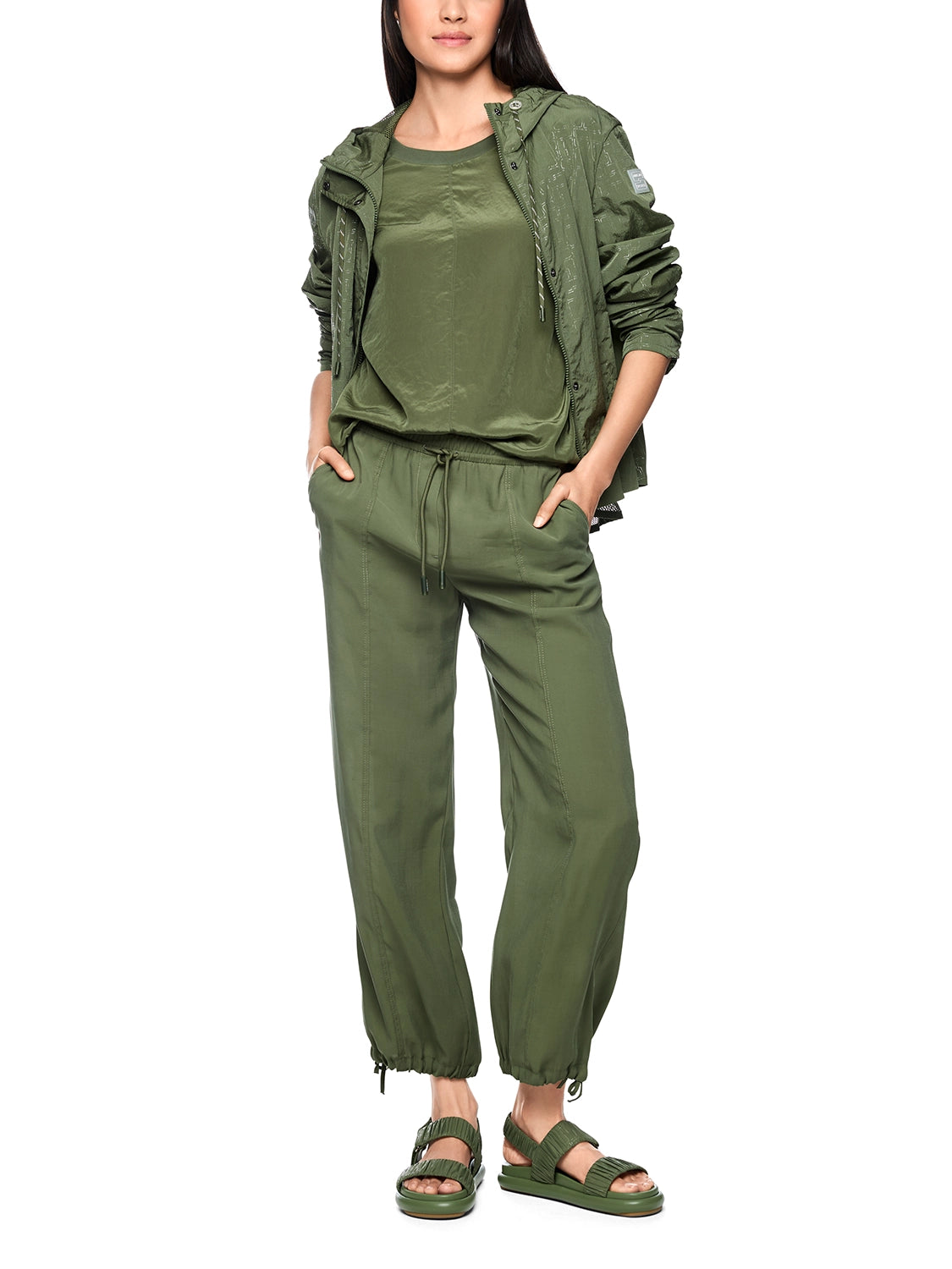 Marc Cain REWARI jogging-style trousers in Olivine AS 81.63 W61