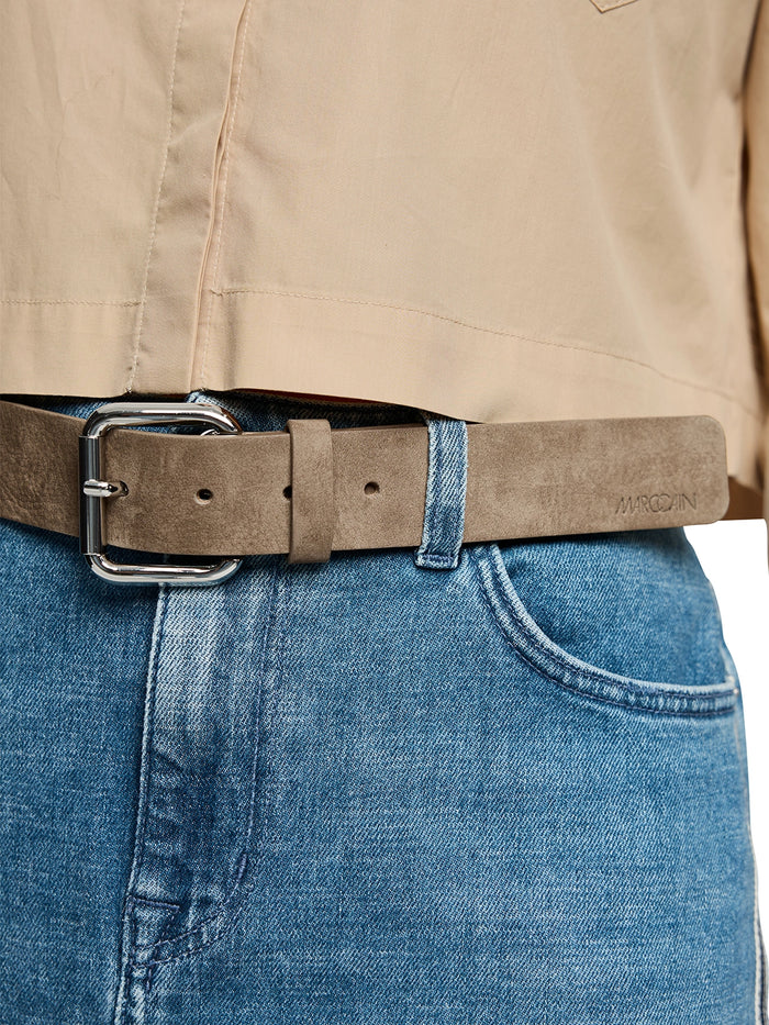 Marc Cain Nubuck leather belt in Light Stone AS G1.05 L43 - Pre Order June Delivery